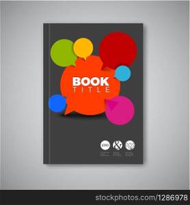 Modern Vector abstract brochure / book / flyer design template with speech bubbles - dark version