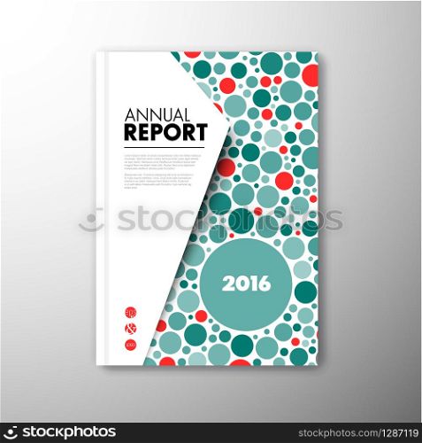 Modern Vector abstract brochure / book / flyer design template with teal and red circles