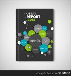 Modern Vector abstract brochure / report design business template - dark version