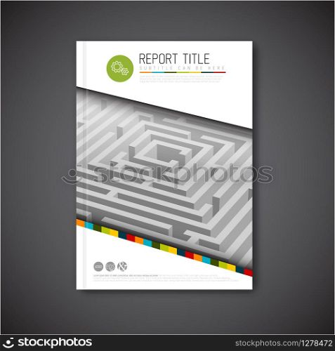 Modern Vector abstract brochure, report or flyer design template with maze / labyrinth