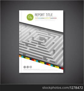 Modern Vector abstract brochure, report or flyer design template with maze / labyrinth
