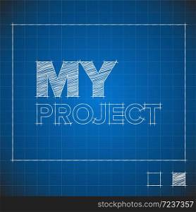 Modern Vector abstract cover template for construction project as a blue print