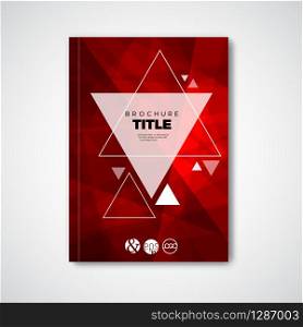 Modern Vector abstract red brochure / book / flyer design template with triangles