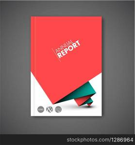 Modern Vector abstract white brochure / book / flyer design template with red and teal paper