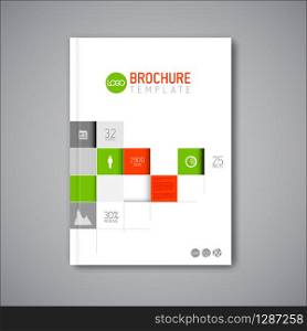 Modern Vector business abstract brochure / book / flyer design template with red and green mosaic.. Business abstract brochure / book / flyer design template