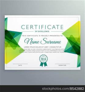 modern vector certificate template with green abstract shapes