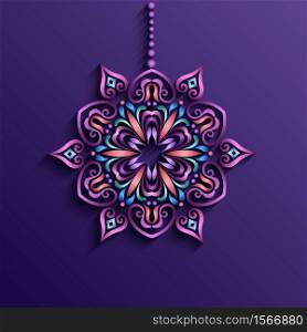 Modern vector decorative ornamental snowflake. Trendy craft style illustration. 3d effect imitation. Modern vector decorative ornamental snowflake.