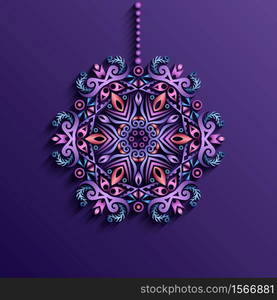 Modern vector decorative ornamental snowflake. Trendy craft style illustration. 3d effect imitation. Modern vector decorative ornamental snowflake.