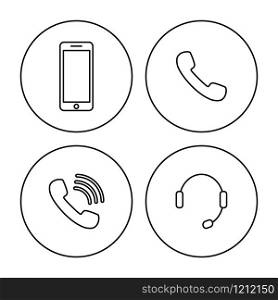 Modern vector illustration. Telephone mobile headset icon symbol.