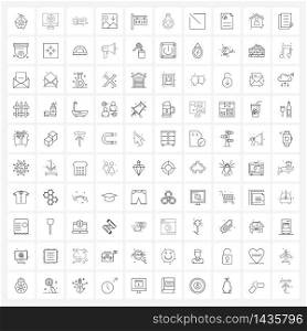 Modern Vector Line Illustration of 100 Simple Line Icons of arrow down, photo, iMac, gallery, tickets Vector Illustration