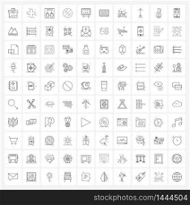 Modern Vector Line Illustration of 100 Simple Line Icons of education, basketball, ui, ball, jewelry Vector Illustration