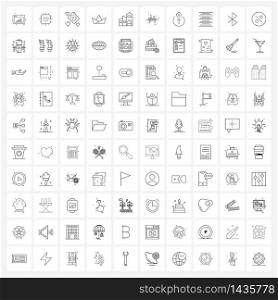 Modern Vector Line Illustration of 100 Simple Line Icons of house, estate, cake, sail, origami Vector Illustration