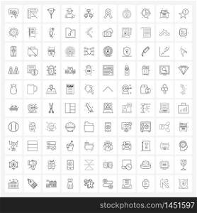 Modern Vector Line Illustration of 100 Simple Line Icons of network, connection, hardware, connectivity, human Vector Illustration