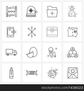 Modern Vector Line Illustration of 16 Simple Line Icons of calling, call, Christmas, engineer, labour Vector Illustration