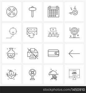 Modern Vector Line Illustration of 16 Simple Line Icons of moveable, economy, date, banking, Halloween Vector Illustration