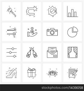 Modern Vector Line Illustration of 16 Simple Line Icons of saw, award, shield, winning, positions Vector Illustration