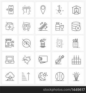 Modern Vector Line Illustration of 25 Simple Line Icons of home, arrow, map, direction, arrows Vector Illustration