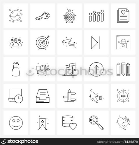 Modern Vector Line Illustration of 25 Simple Line Icons of love, connectivity, bauble, internet, Christmas s Vector Illustration