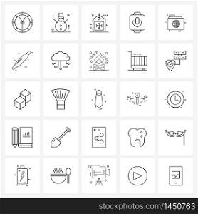 Modern Vector Line Illustration of 25 Simple Line Icons of voice, record, winter, message, price Vector Illustration