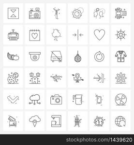 Modern Vector Line Illustration of 36 Simple Line Icons of chat, settings, air turbine, service, options Vector Illustration