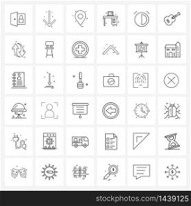 Modern Vector Line Illustration of 36 Simple Line Icons of time, alarm, marker, table, computer Vector Illustration