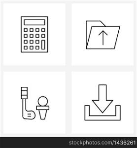 Modern Vector Line Illustration of 4 Simple Line Icons of accounting, ball, finance, files, sports Vector Illustration