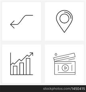 Modern Vector Line Illustration of 4 Simple Line Icons of arrow, chart, rise, navigation, graph Vector Illustration