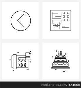 Modern Vector Line Illustration of 4 Simple Line Icons of arrow, fax machine, atm, finance, clack Vector Illustration