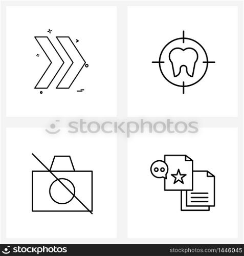 Modern Vector Line Illustration of 4 Simple Line Icons of arrow, image, right, medicine, off Vector Illustration