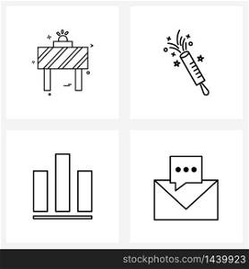 Modern Vector Line Illustration of 4 Simple Line Icons of board, prize, constructions, event, message Vector Illustration