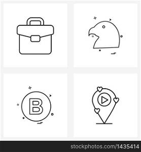 Modern Vector Line Illustration of 4 Simple Line Icons of briefcase, alphabet, job, wildlife, edit Vector Illustration