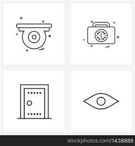 Modern Vector Line Illustration of 4 Simple Line Icons of cctv, holdings, protection, building, eye Vector Illustration