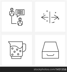 Modern Vector Line Illustration of 4 Simple Line Icons of chat, liquid, arrows, left, pitcher Vector Illustration