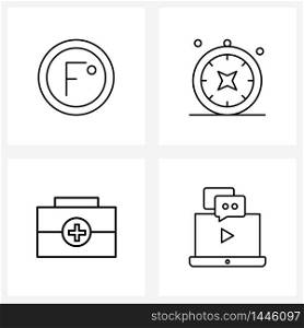 Modern Vector Line Illustration of 4 Simple Line Icons of climate, first aid, temperature, delivery, medical Vector Illustration