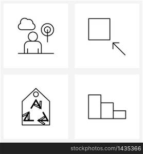 Modern Vector Line Illustration of 4 Simple Line Icons of cloud, small, internet, expand, home Vector Illustration