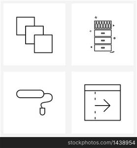 Modern Vector Line Illustration of 4 Simple Line Icons of control, hardware, bottle, home, browser Vector Illustration