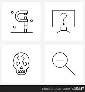 Modern Vector Line Illustration of 4 Simple Line Icons of engineering; health; computer; question; basic Vector Illustration