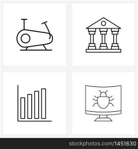 Modern Vector Line Illustration of 4 Simple Line Icons of exercise, signals, medical, city, business Vector Illustration