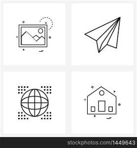 Modern Vector Line Illustration of 4 Simple Line Icons of image, world, picture, send, travel Vector Illustration