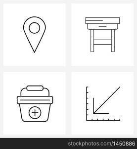 Modern Vector Line Illustration of 4 Simple Line Icons of location, ecommerce, navigation, interior, business Vector Illustration