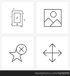 Modern Vector Line Illustration of 4 Simple Line Icons of mobile; cross; caller; favorite; left Vector Illustration