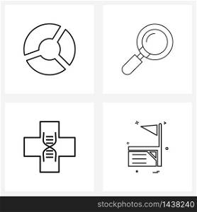 Modern Vector Line Illustration of 4 Simple Line Icons of pie chart; medical; presentation; monitor; plus Vector Illustration