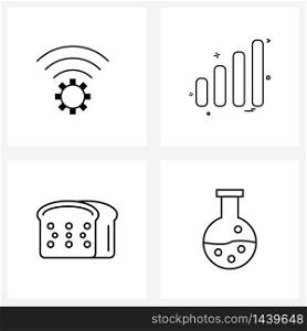 Modern Vector Line Illustration of 4 Simple Line Icons of setting, food, wife, wife, beaker Vector Illustration