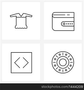 Modern Vector Line Illustration of 4 Simple Line Icons of shirt, Avogadro, garments, interface, fruit Vector Illustration