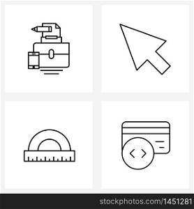 Modern Vector Line Illustration of 4 Simple Line Icons of toolbox, d, mobile, line, scale Vector Illustration