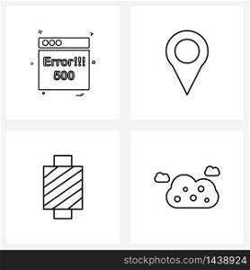 Modern Vector Line Illustration of 4 Simple Line Icons of web, sewing, internet, location, thread Vector Illustration