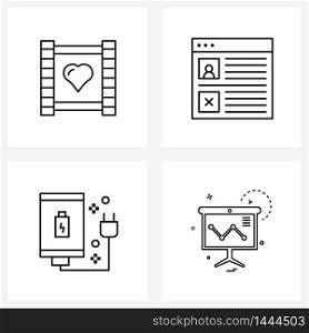 Modern Vector Line Illustration of 4 Simple Line Icons of wedding, plug, person, adapter, board Vector Illustration