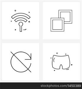 Modern Vector Line Illustration of 4 Simple Line Icons of wife, reload, signals, types, disable Vector Illustration