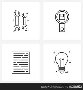 Modern Vector Line Illustration of 4 Simple Line Icons of wrench, interaction, labor, cargo, menu Vector Illustration