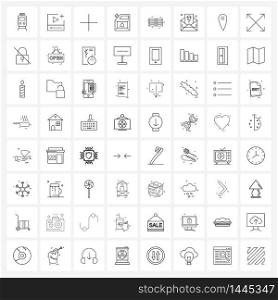 Modern Vector Line Illustration of 64 Simple Line Icons of battery, oil, add, industry, canister Vector Illustration